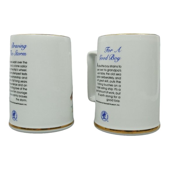 Vintage Norman Rockwell Coffee Cup 12 Oz Mugs Braving The Storm For a Good Boy - Picture 7 of 12